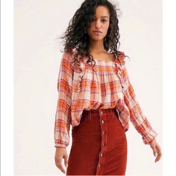 FREE PEOPLE PLAID PULLOVER TEA COMBO - Picture 6 of 7